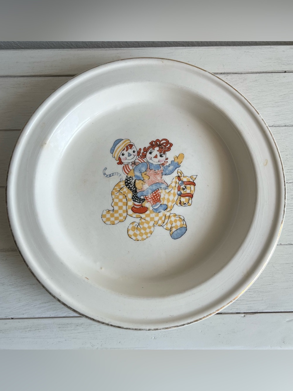 Vintage Antique 1941 Raggedy Ann Andy Ware Brooksville Baby Childs Dinner Plate